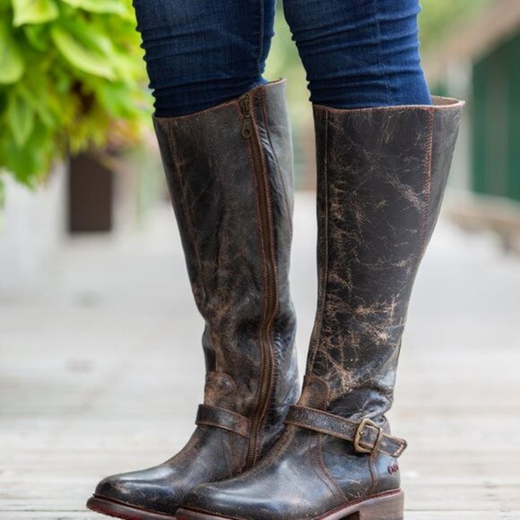 Bed Stu Glaye Black Lux Tall Boot size 9   Distressed look - Picture 1 of 14